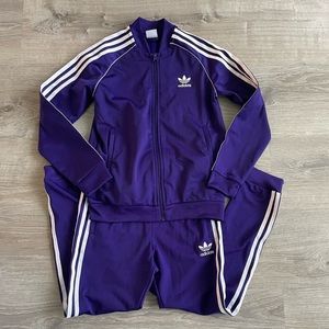 Adidas Girls Tracksuit Purple Size Medium